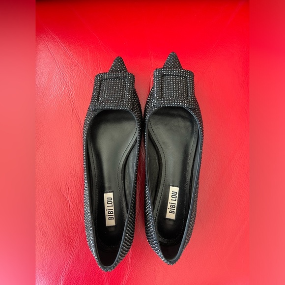 Women’s Bibi Lou Black glitter flats Sz 38 - Picture 6 of 8